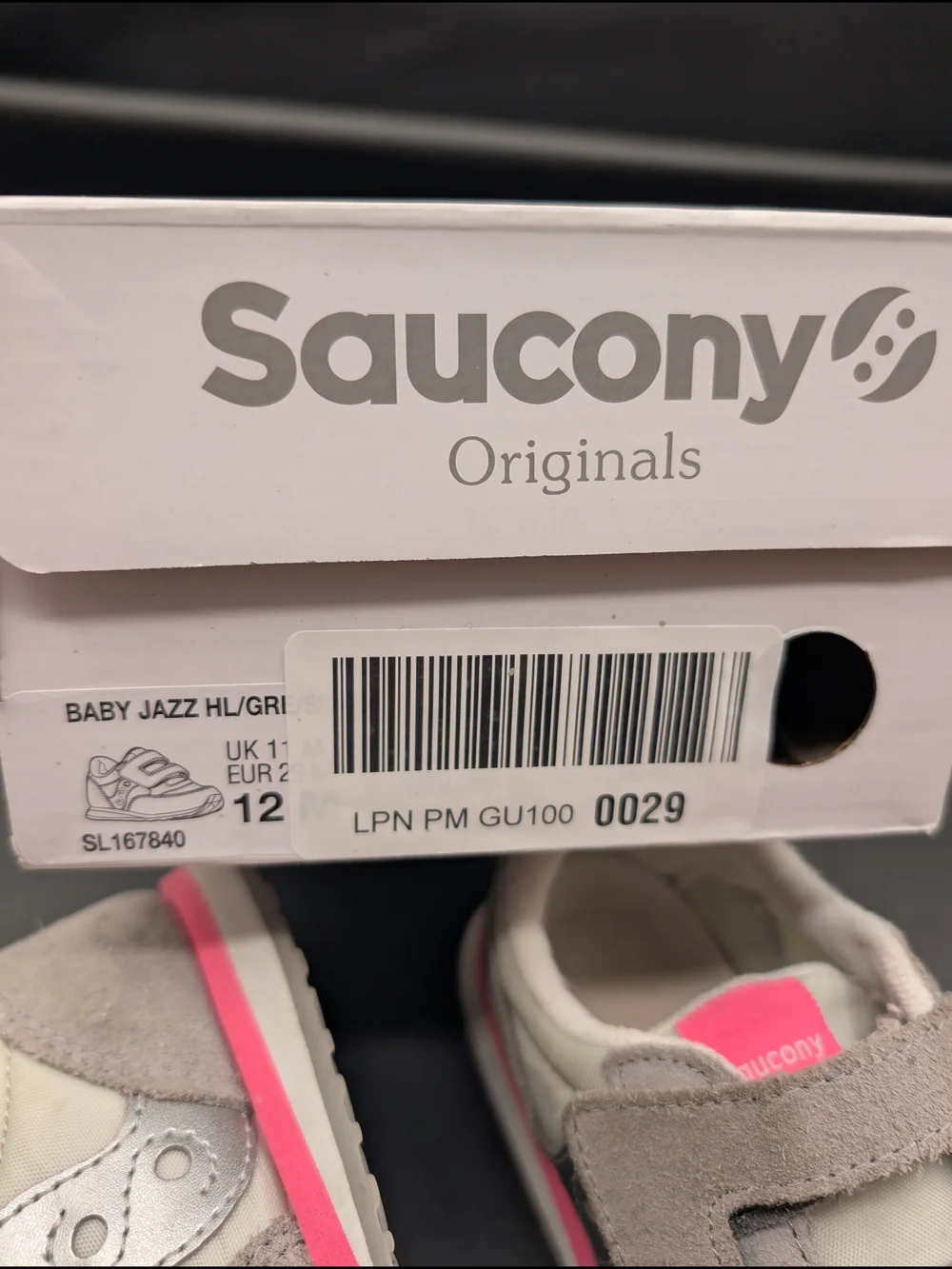 Saucony Kids Gray and Pink Velcro Sneakers